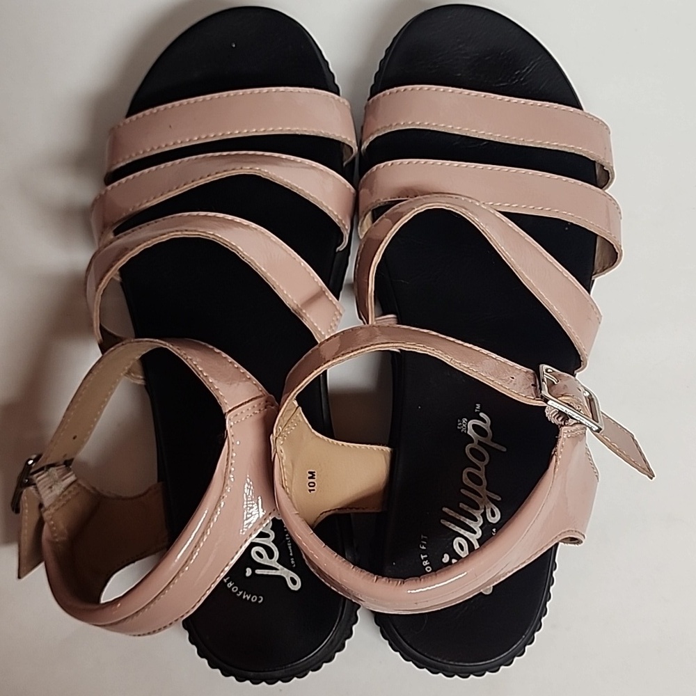 Jellypop Comfort Fit Size 10M Blush and Black Strappy Sandals - Picture 4 of 9